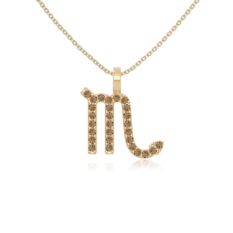 natural citrine scorpio zodiac necklaces in yellow gold vermeil 
