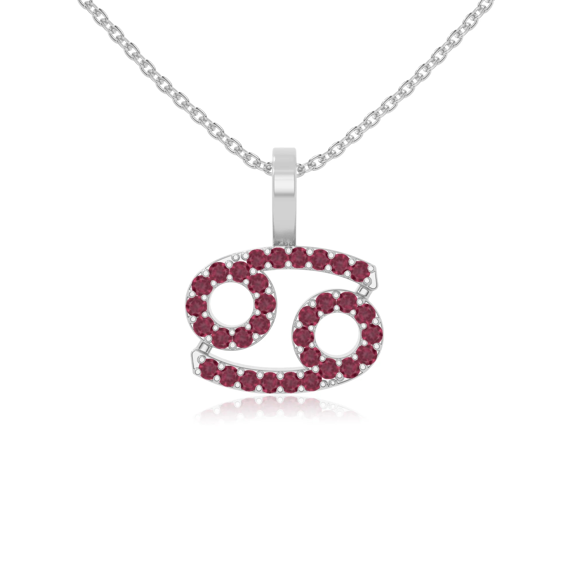 natural ruby cancer zodiac sign necklaces in sterling silver 