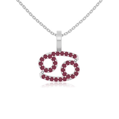 natural ruby cancer zodiac sign necklaces in sterling silver 