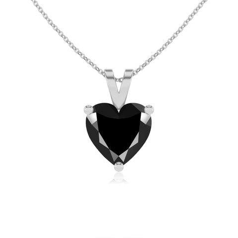 natural black-onyx heart shape solitaire v-bale pendant necklace