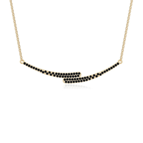 natural black-onyx bypass curved bar necklaces in yellow gold vermeil 