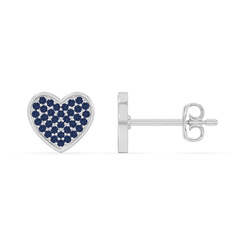 natural blue-sapphire heart stud earrings in sterling silver 