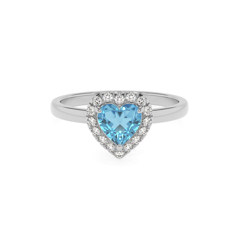 natural swiss blue topaz heart halo solitaire engagement ring