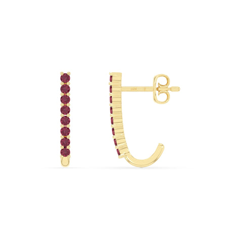 natural ruby hoop earrings in yellow gold vermeil 