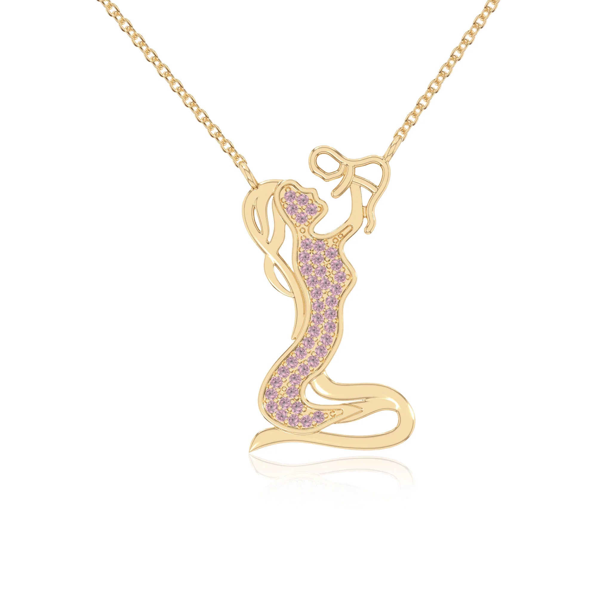 natural pink-tourmaline mother child necklaces in yellow gold vermeil 