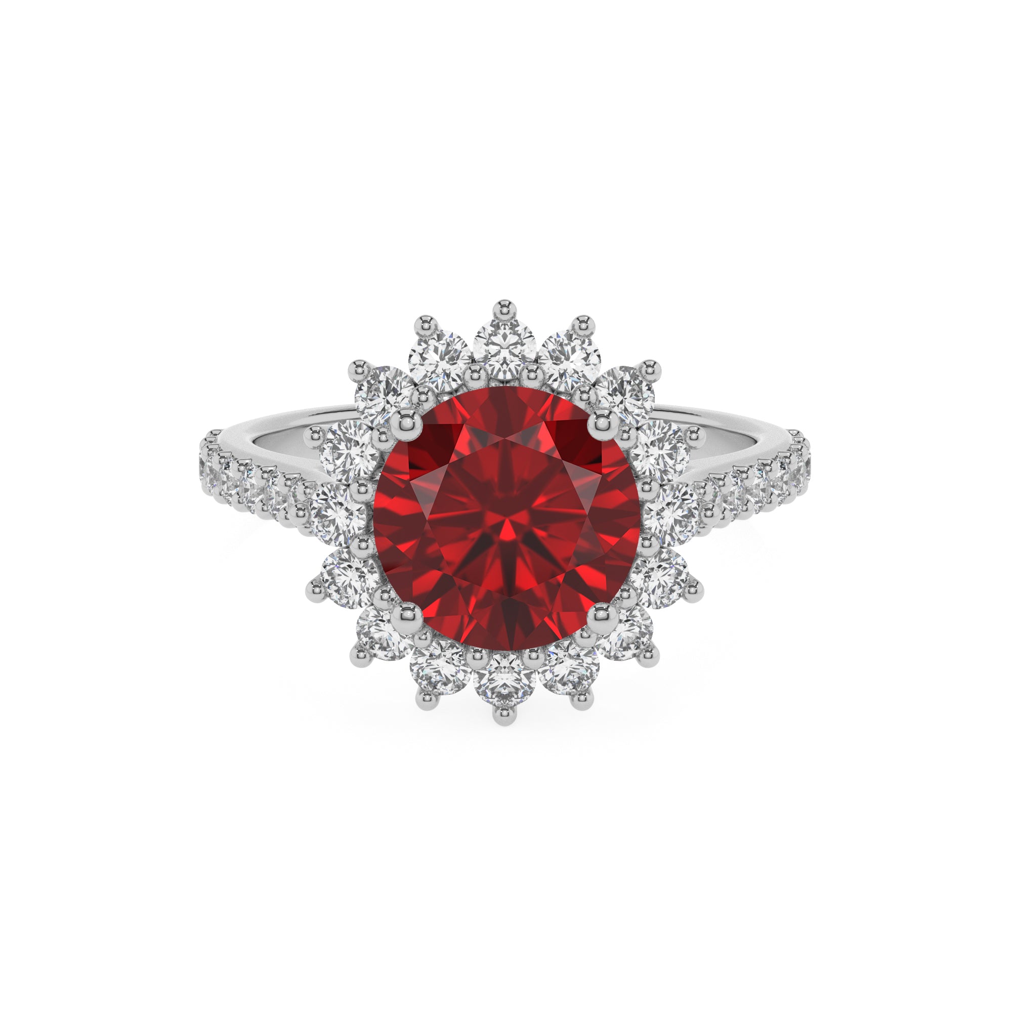 lab-grown ruby round half eterity halo solitaire engagement ring