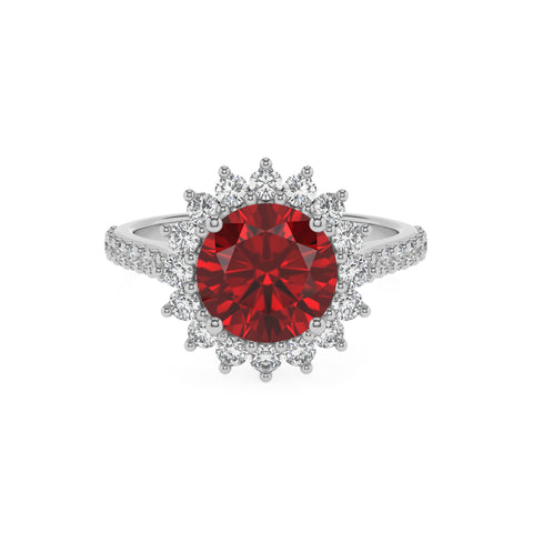 lab-grown ruby round half eterity halo solitaire engagement ring