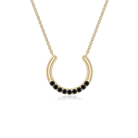 natural black-onyx horse shoe necklaces in yellow gold vermeil 