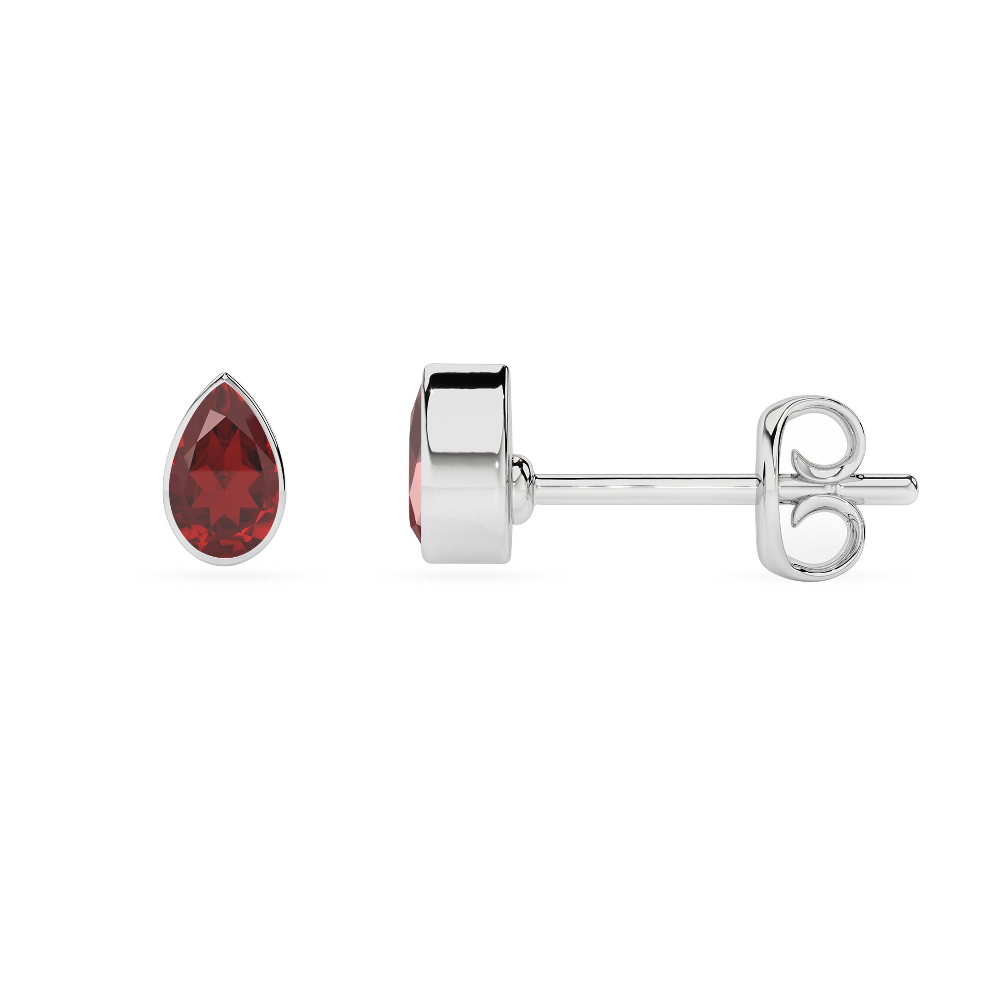 natural red garnet pear shape stud earrings