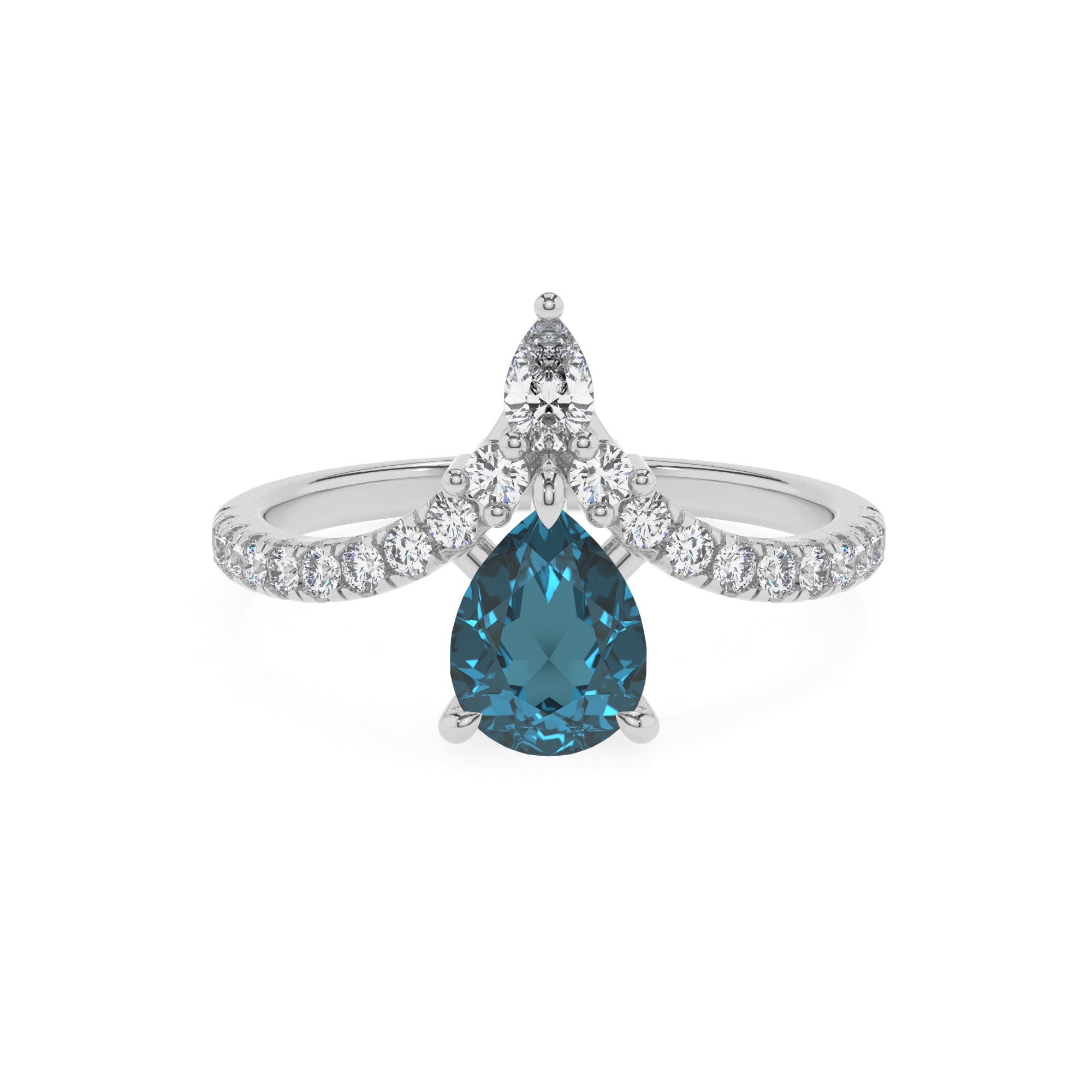 natural london blue topaz pear solitaire engagement ring