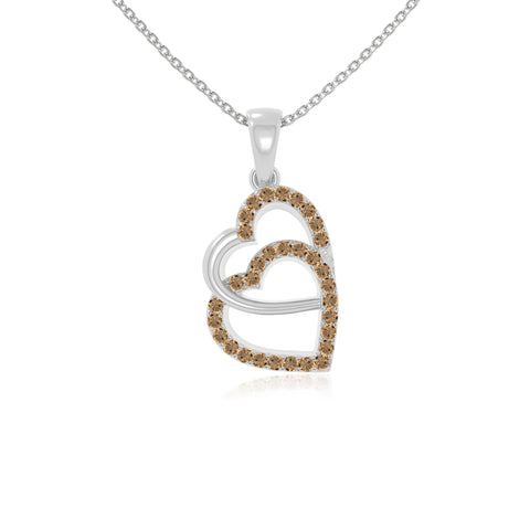 natural citrine heart in heart necklaces in sterling silver 