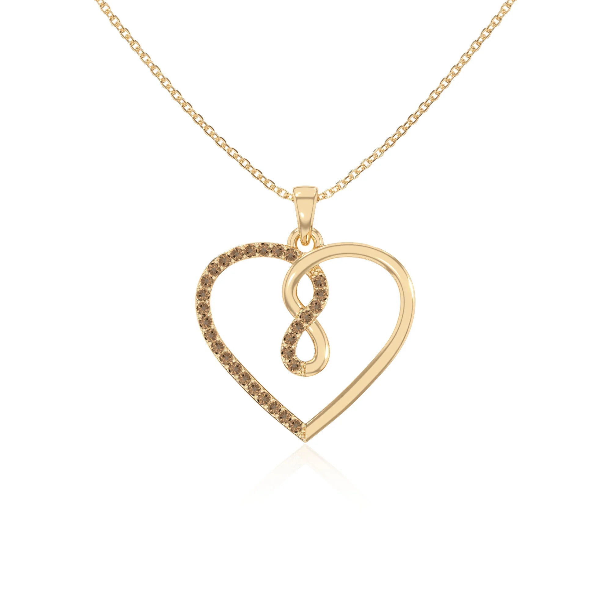 natural citrine infinity heart necklaces in yellow gold vermeil 