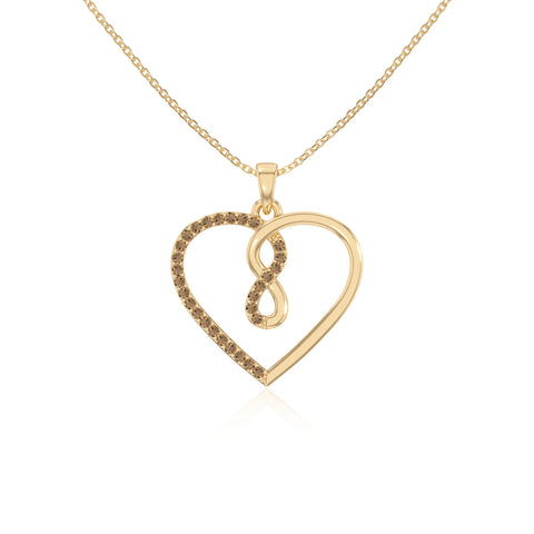 natural citrine infinity heart necklaces in yellow gold vermeil 