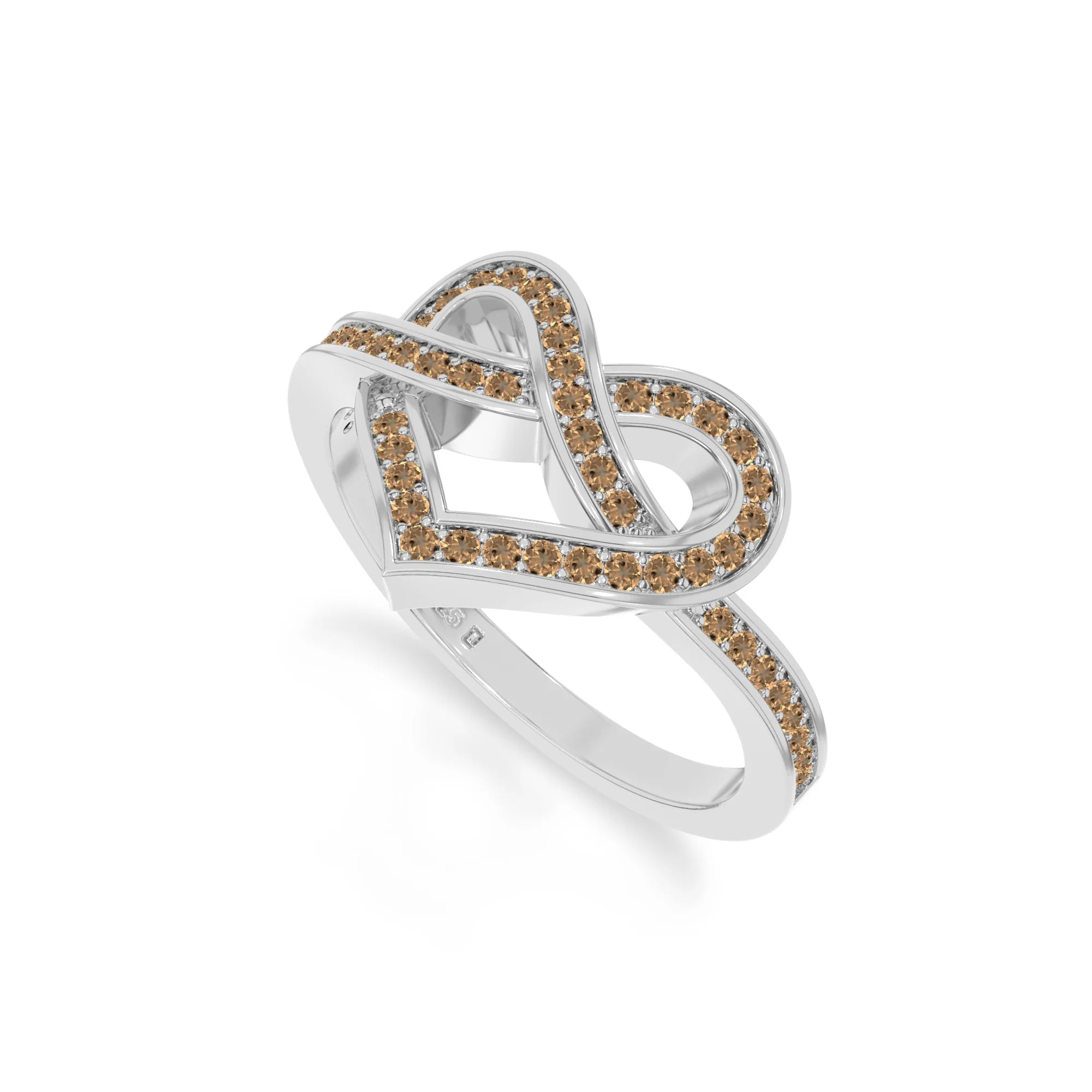 natural citrine infinity knot heart promise rings in sterling silver 