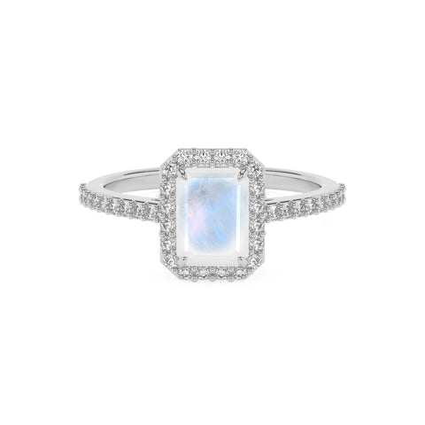 natural rainbow-moonstone emerald half eterity halo solitaire engagement ring