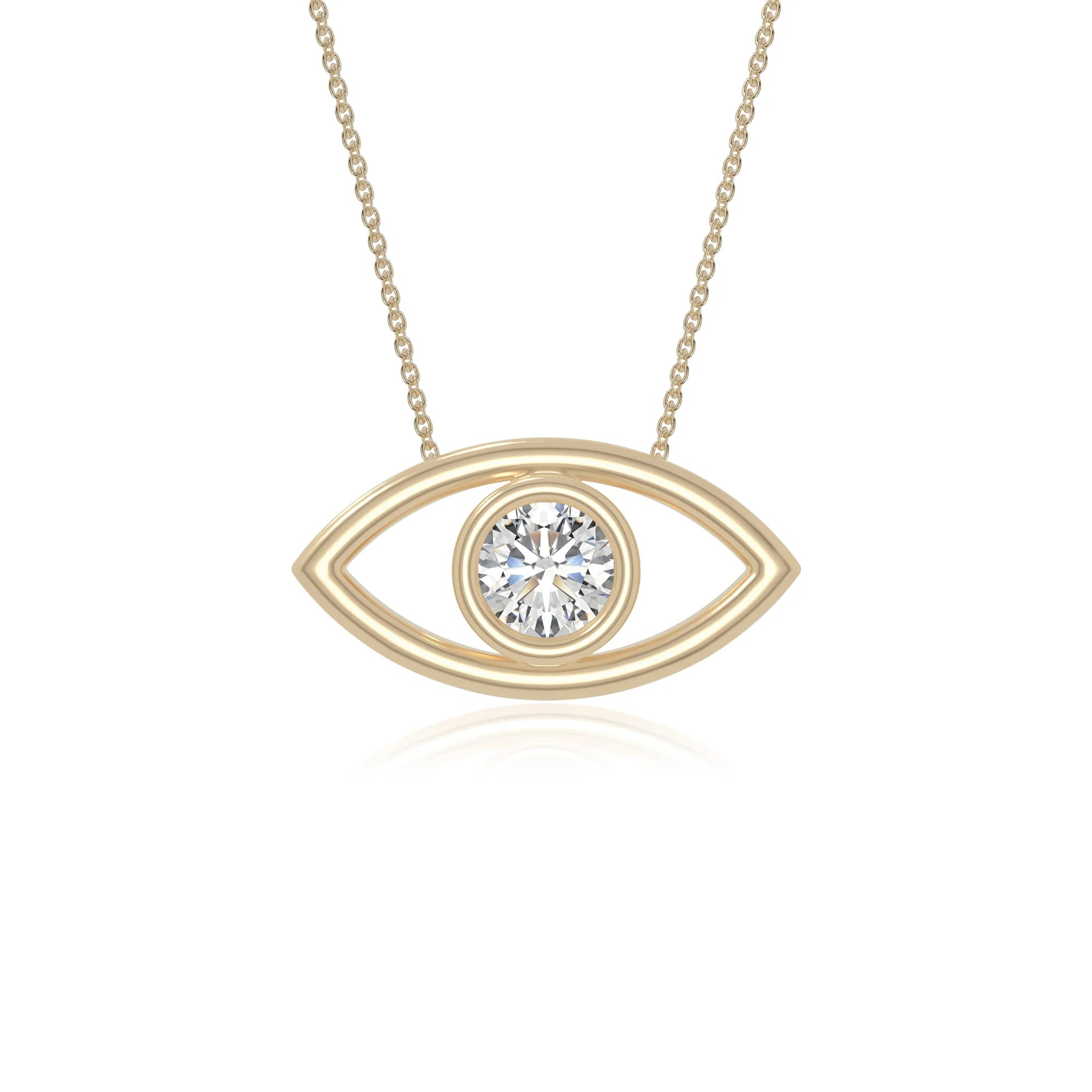 moissanite evil eye necklaces in yellow gold vermeil 