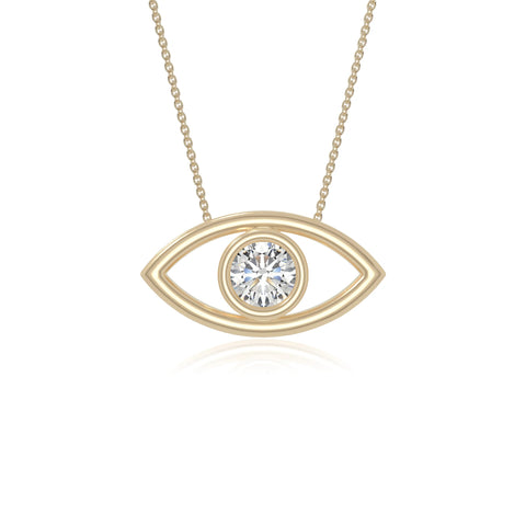 moissanite evil eye necklaces in yellow gold vermeil 