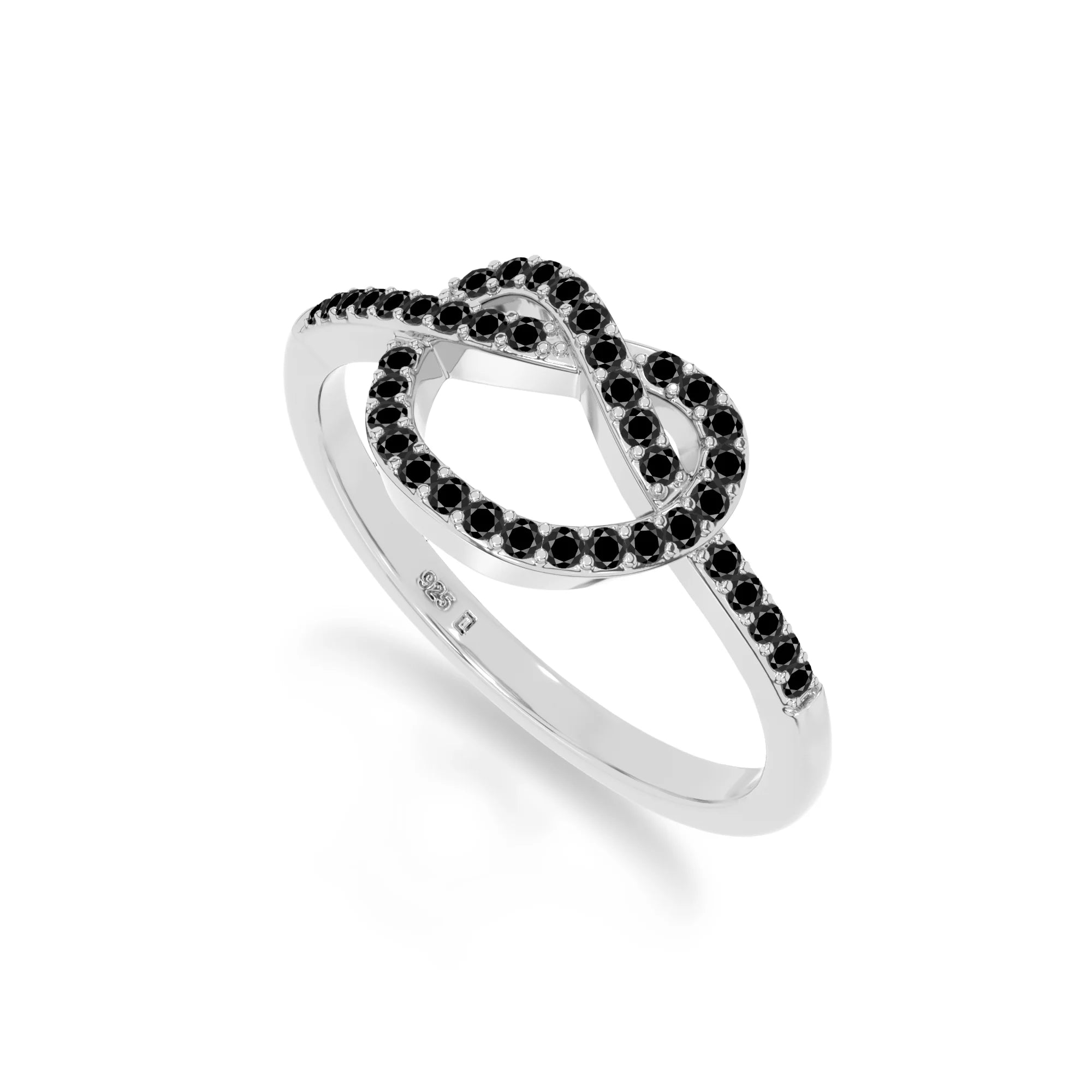 natural black onyx infinity knot promise rings in sterling silver 