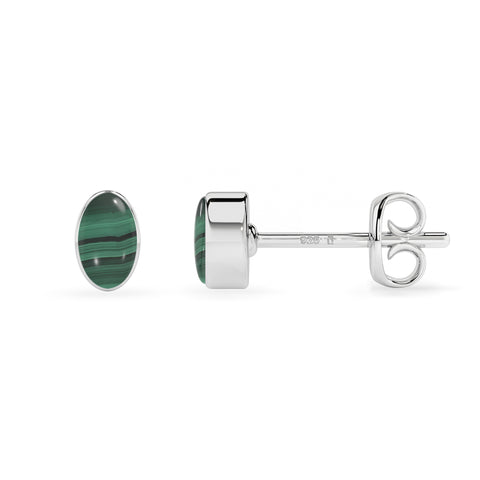 natural malachite oval shape stud earrings