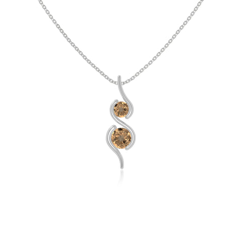natural citrine 2 stone infinity necklaces in sterling silver 