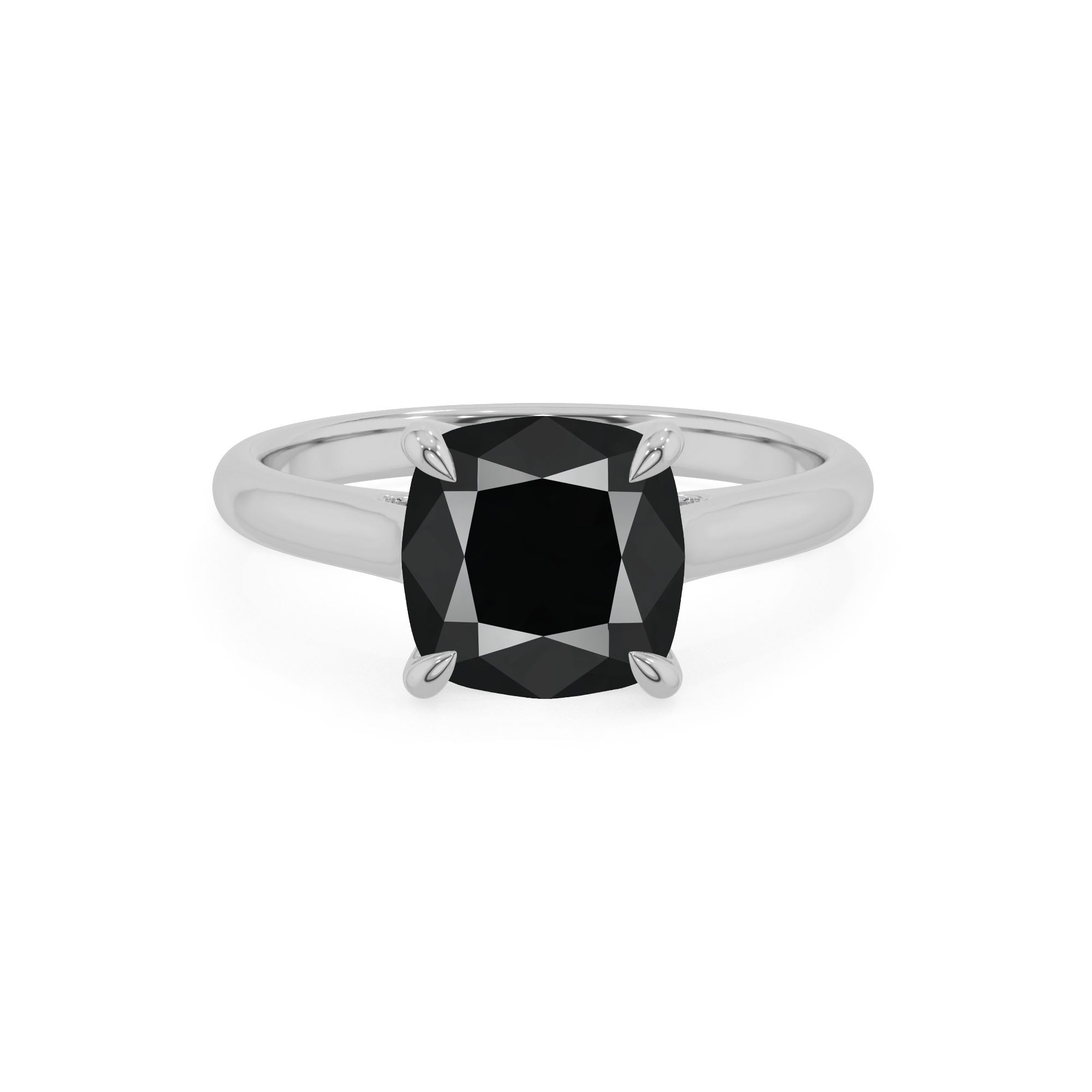 natural black onyx cushion solitaire engagement ring