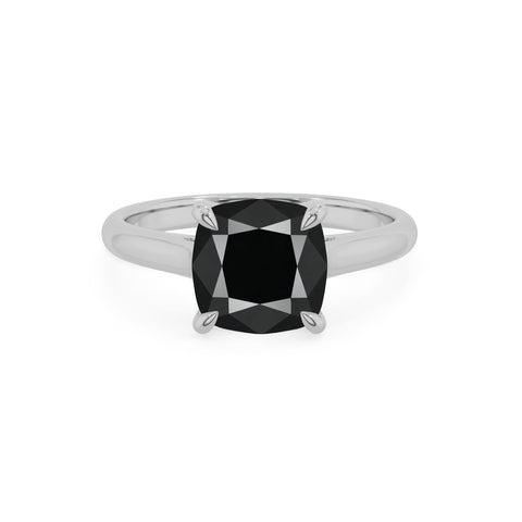 natural black onyx cushion solitaire engagement ring