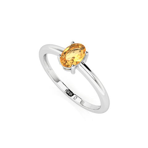 citrine oval cut stackable prong-set ring