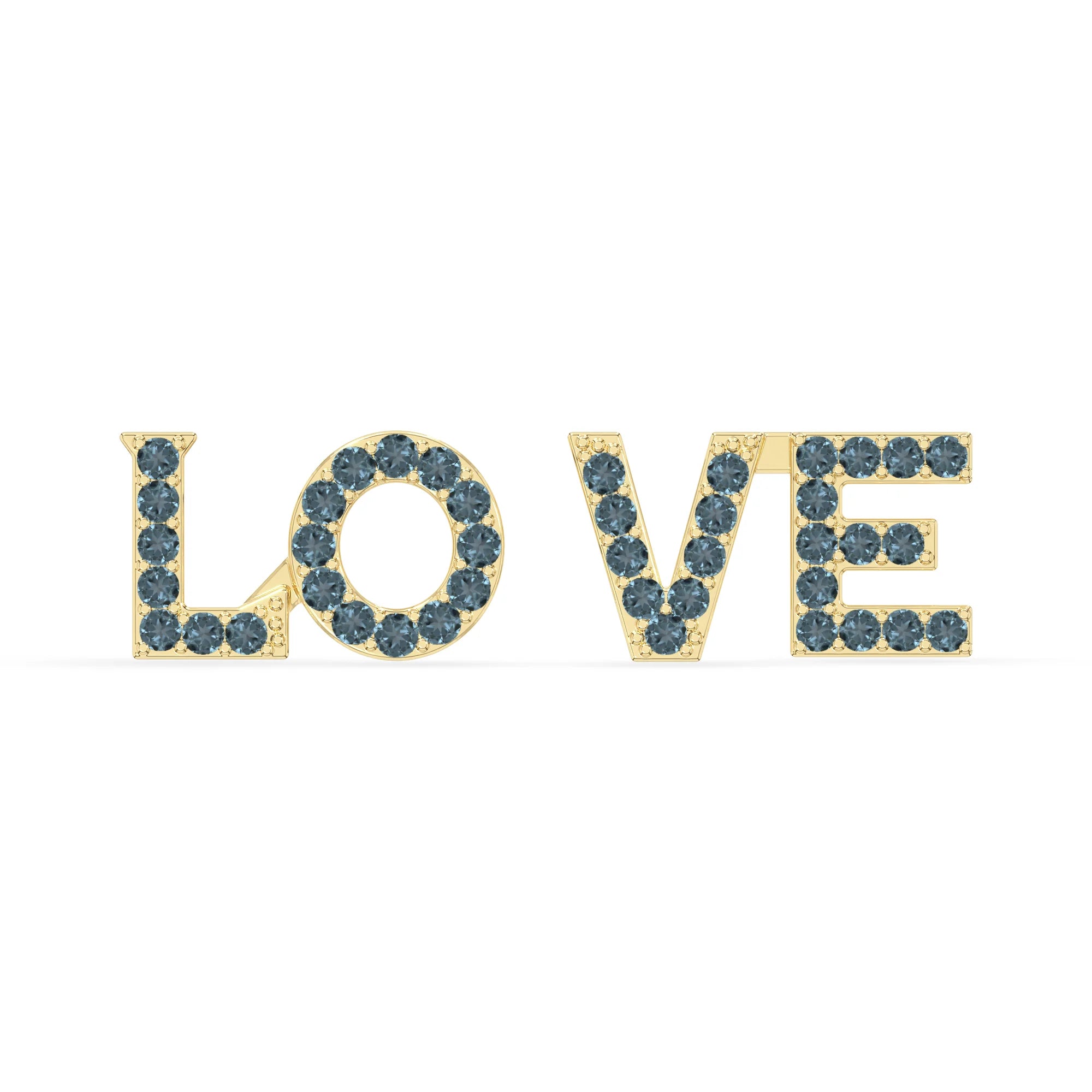 natural london-blue-topaz love stud earrings in yellow gold vermeil 