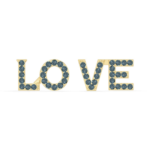 natural london-blue-topaz love stud earrings in yellow gold vermeil 
