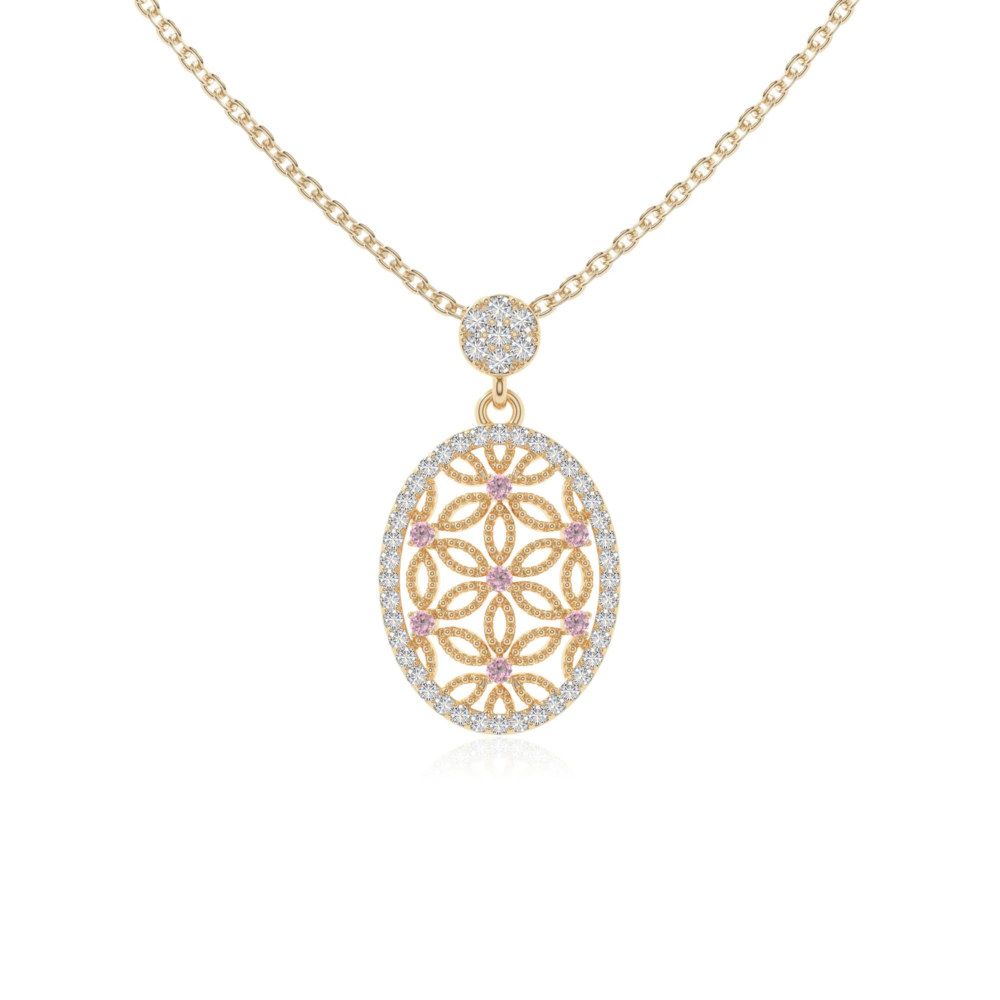 natural pink-tourmaline infinity love knot necklaces in yellow gold vermeil 