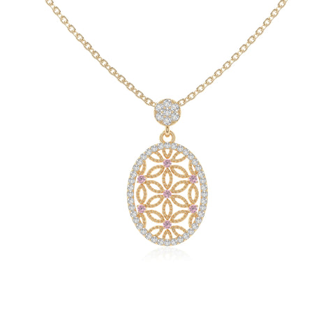 natural pink-tourmaline infinity love knot necklaces in yellow gold vermeil 