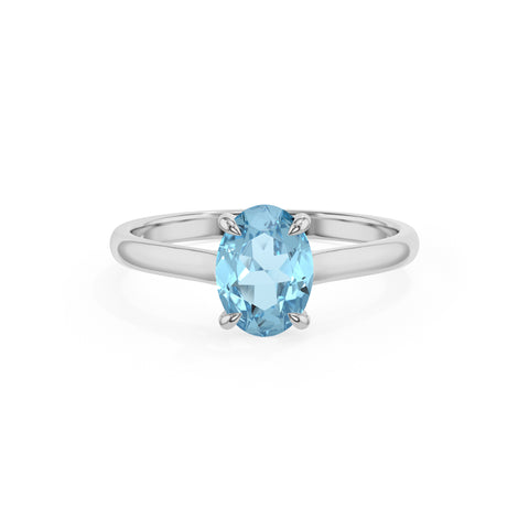 lab grown aquamarine oval solitaire engagement ring