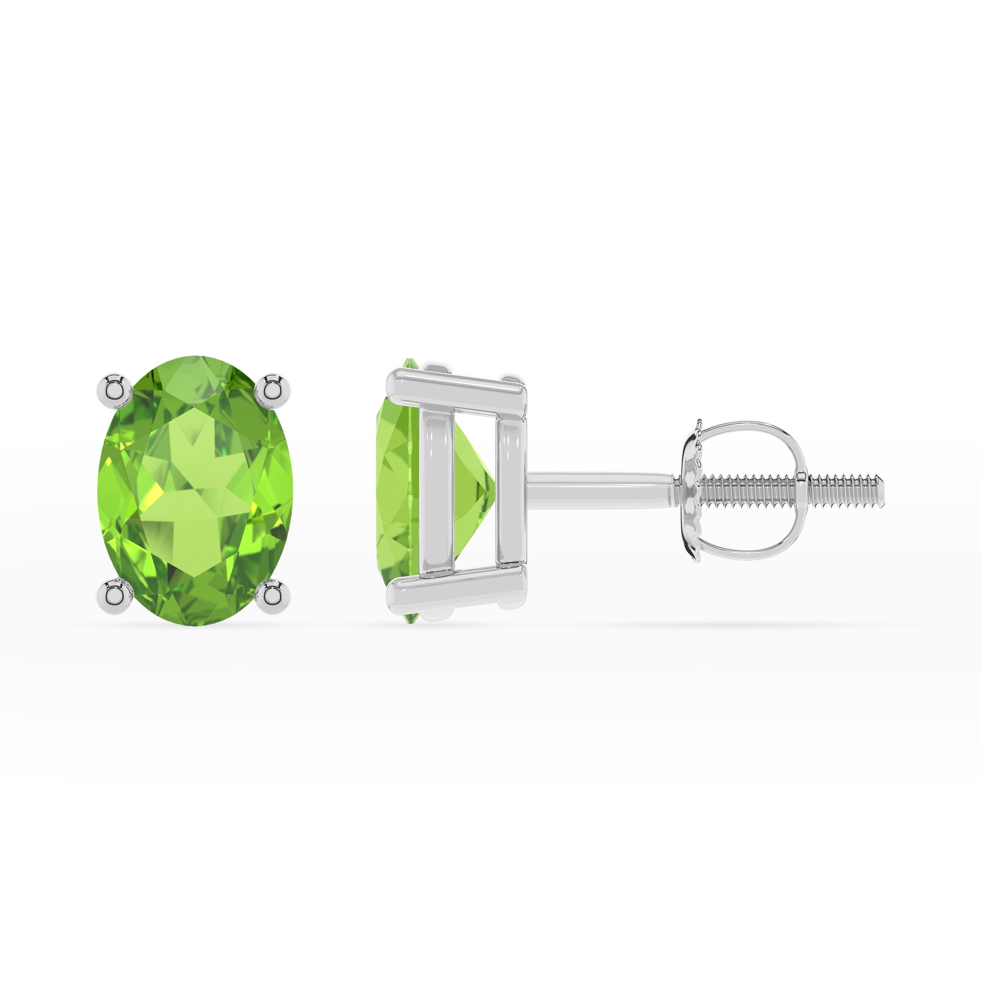 natural peridot oval stud earrings 