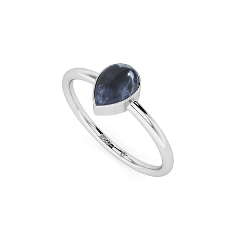 pietersite pear cab stackable bezel-set ring