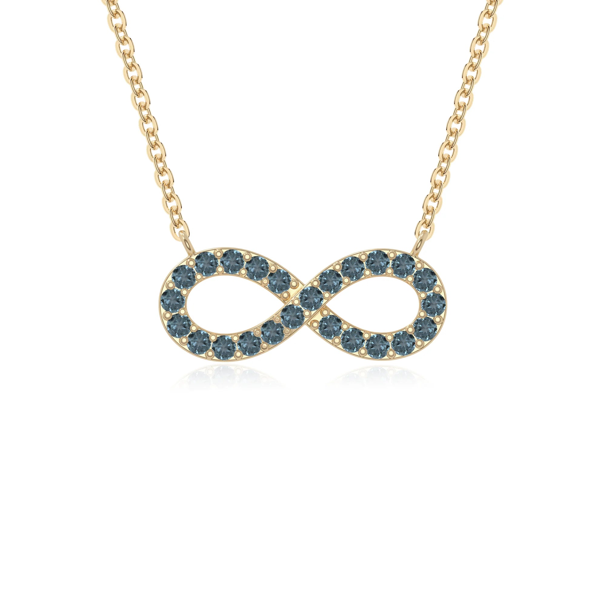 natural london blue topaz infinity necklaces in yellow gold vermeil 