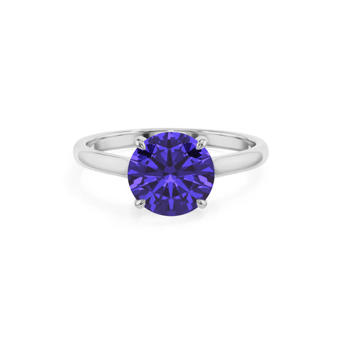 lab grown tanzanite round solitaire engagement ring