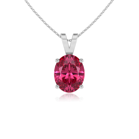 natural pink-tourmaline oval shape solitaire v-bale pendant necklace