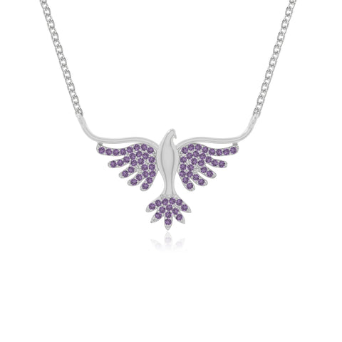 natural amethyst phoenix eagle necklaces in sterling silver 
