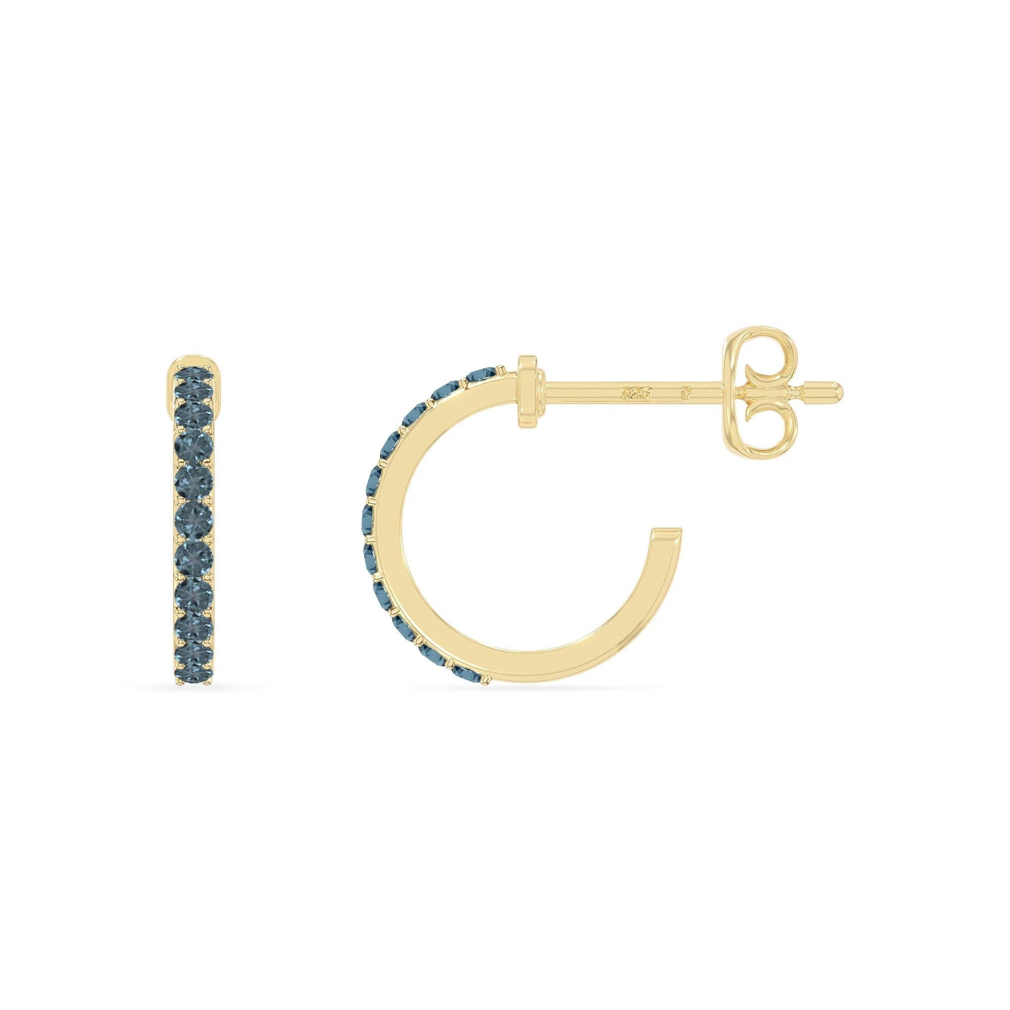 natural london-blue-topaz hoop earrings in yellow gold vermeil 