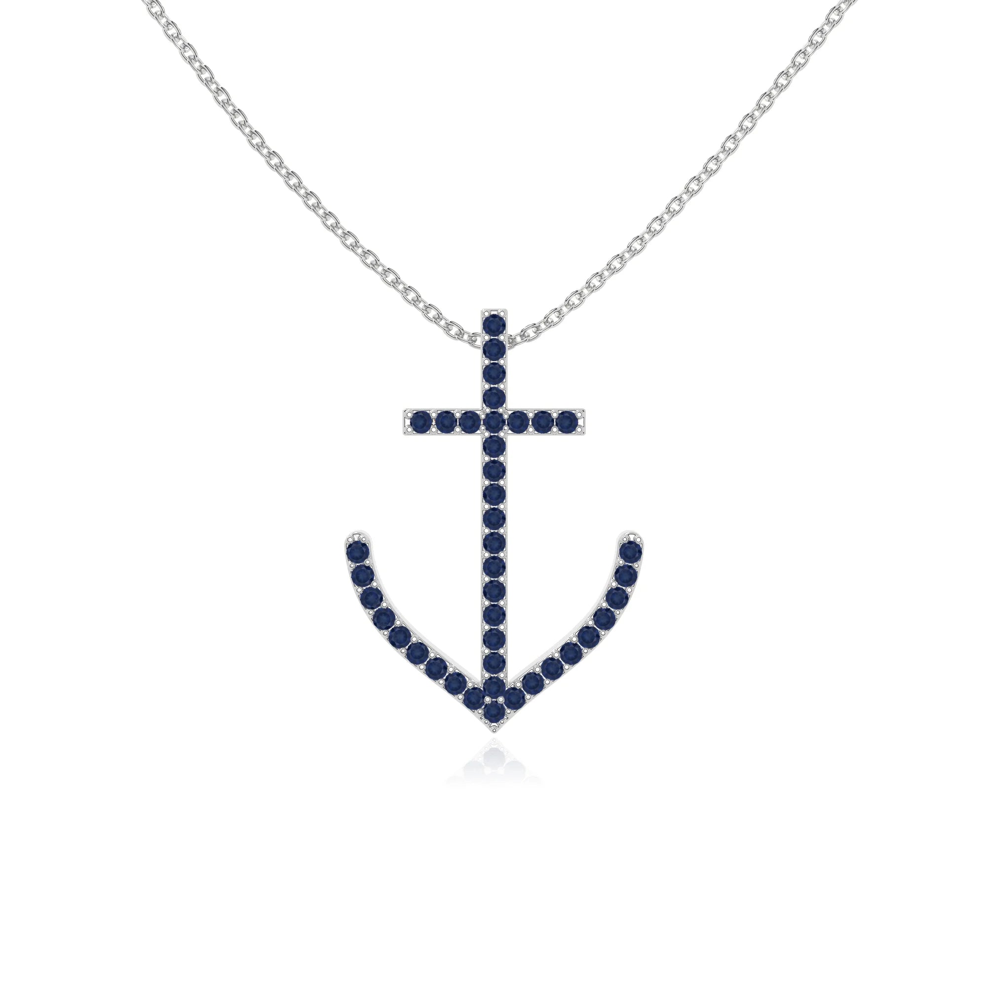 natural blue-sapphire anchor necklaces in sterling silver 