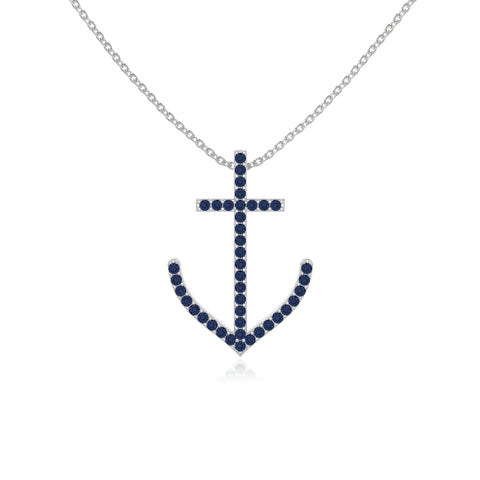 natural blue-sapphire anchor necklaces in sterling silver 