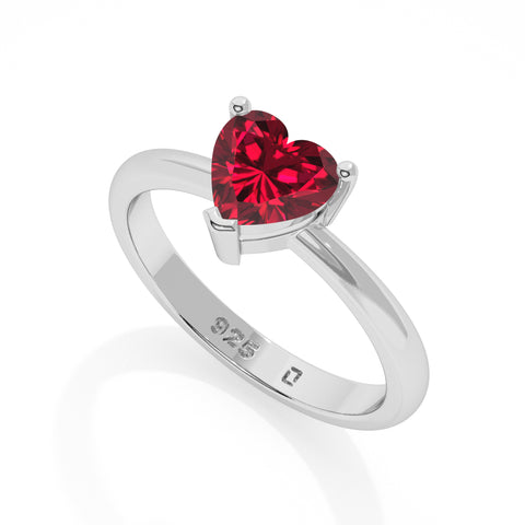 ruby heart cut solitaire prong-set ring