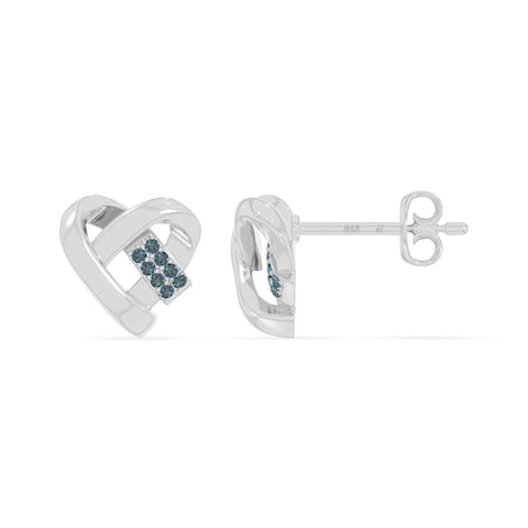 natural london-blue-topaz ribbon-heart stud earrings in sterling silver 