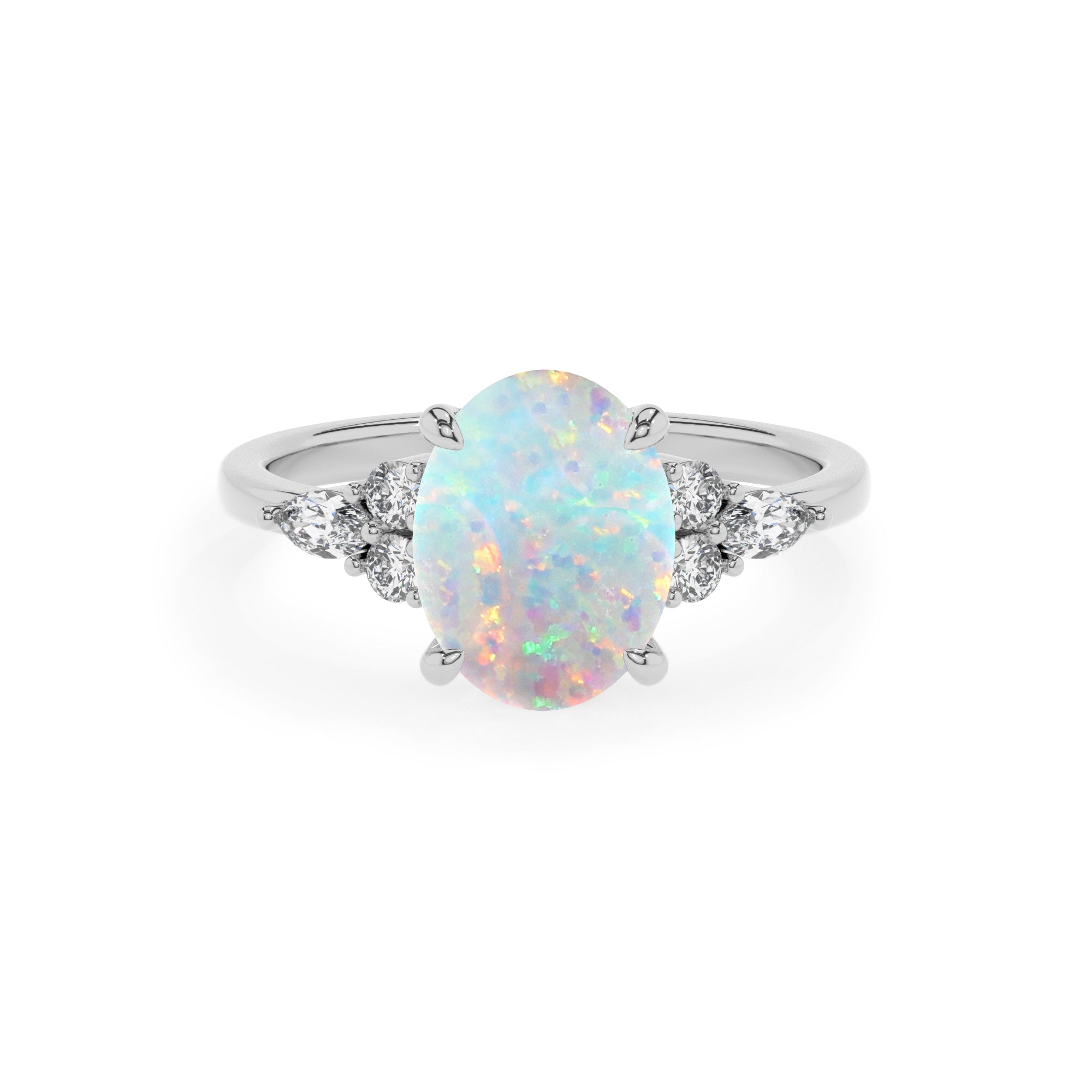 lab grown opal oval solitaire engagement ring