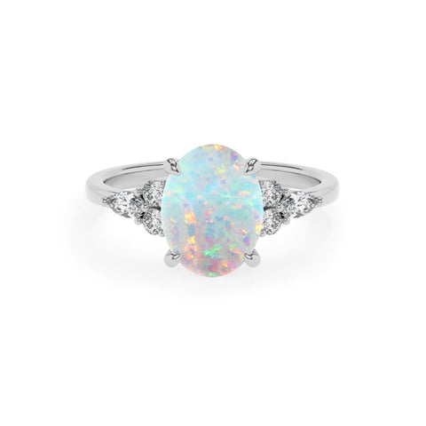 lab grown opal oval solitaire engagement ring