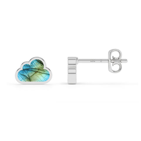 natural labradorite cloud shape stud earrings