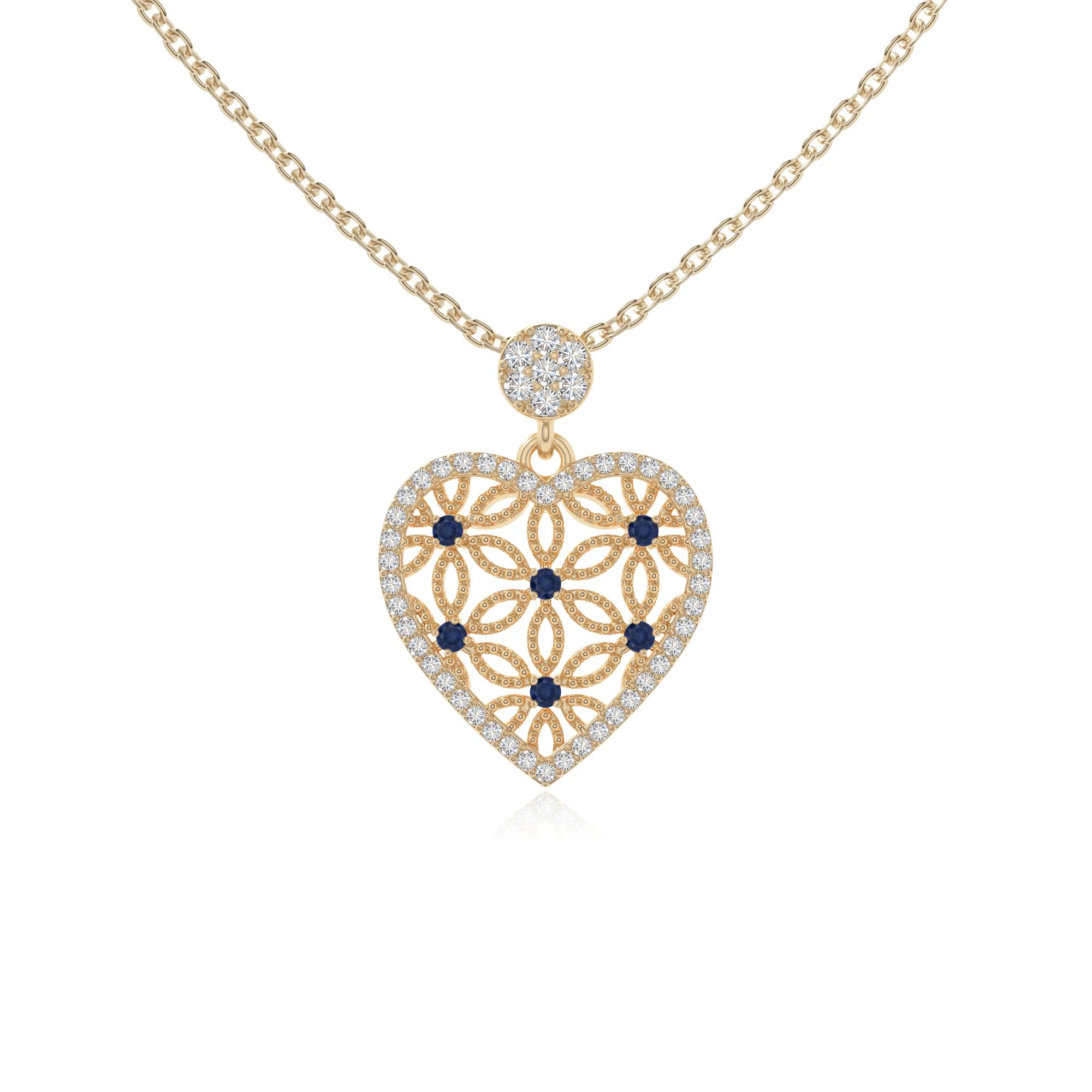 natural blue-sapphire infinity love knot necklaces in yellow gold vermeil 