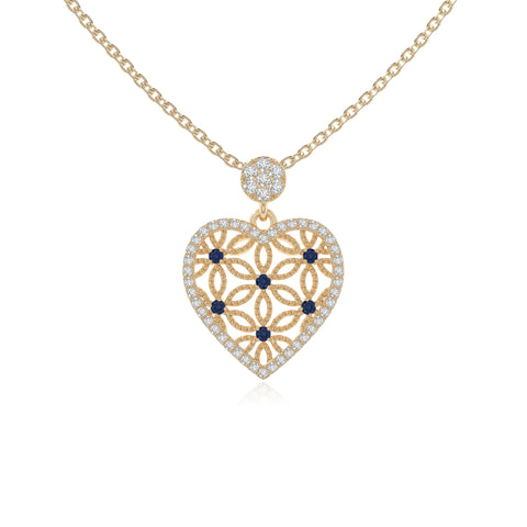natural blue-sapphire infinity love knot necklaces in yellow gold vermeil 