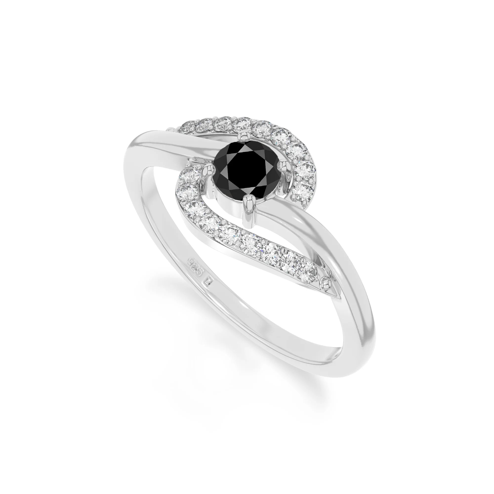 natural black onyx infinity solitaire rings in sterling silver 
