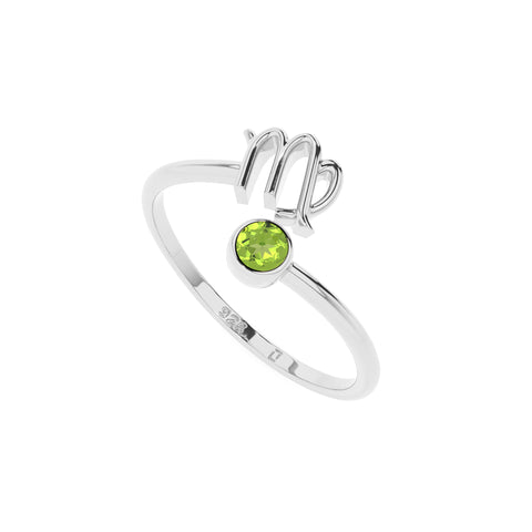 virgo zodiac ring with natural peridot